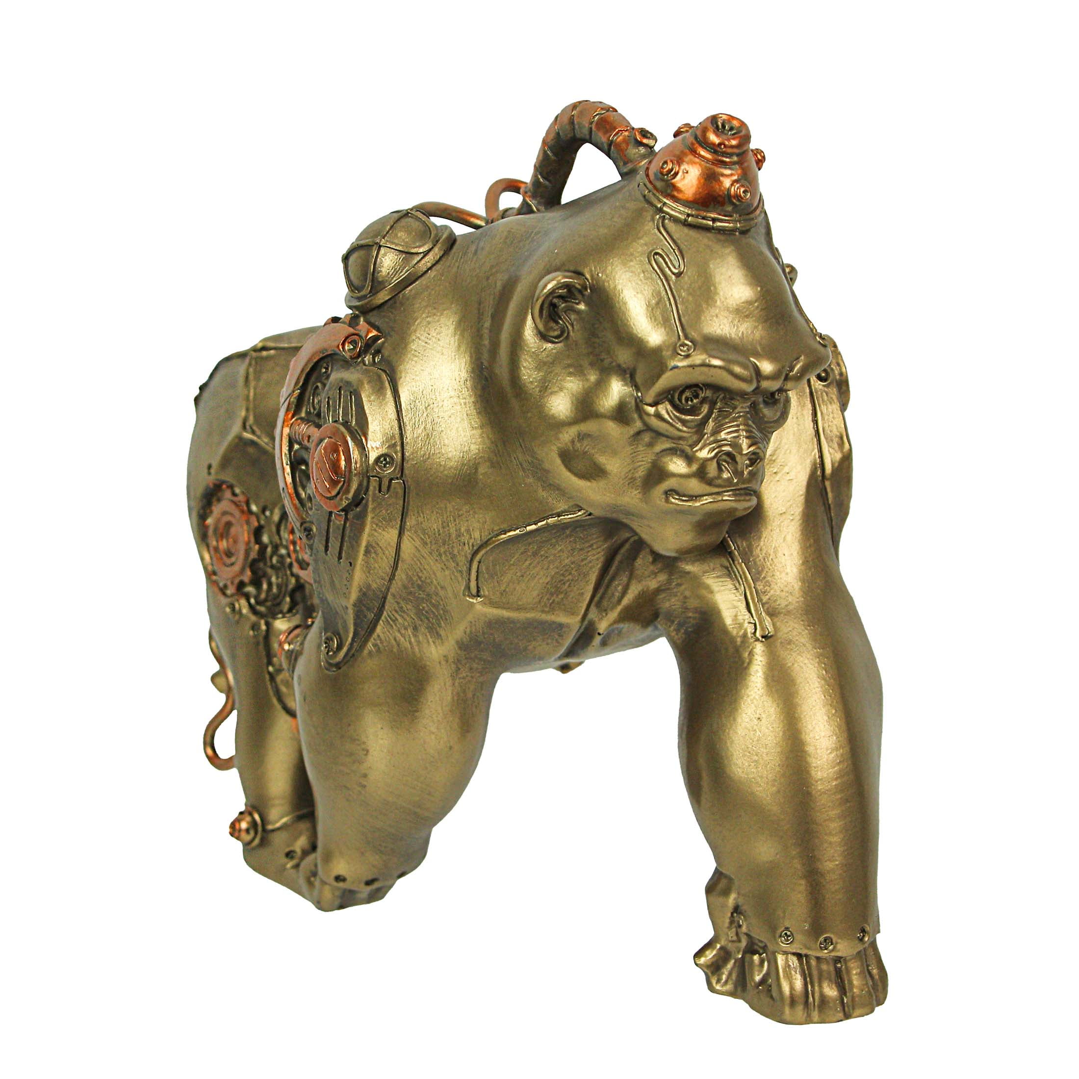 Bronze and Copper Steampunk Mechanical Gorilla Resin Statue