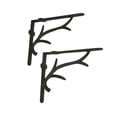 thumbnail image 1 of Zeckos Brown Cast Iron Deer Antler Wall Décor Shelf Brackets Set of 2, 1 of 8