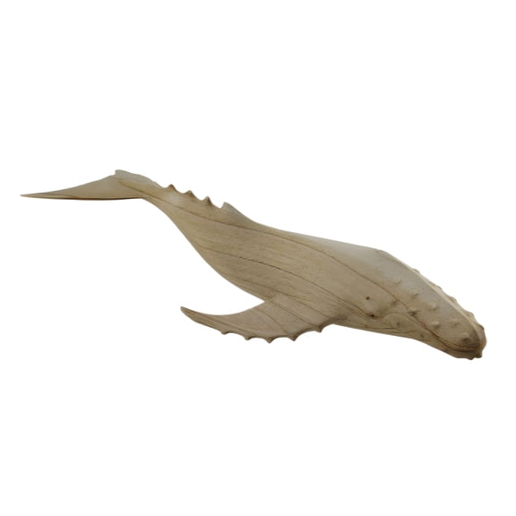 Zeckos Carved Natural Wood Humpback Whale Tabletop Statue 20 inches Long