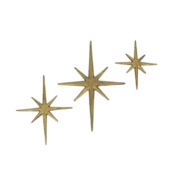 Zeckos Cast Iron Starburst Wall Hanging Mid Century Modern Art Set of 3