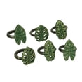 thumbnail image 1 of Zeckos Cast Iron Tropical Leaf Napkin Rings Dining Decor Set of 6, 1 of 6