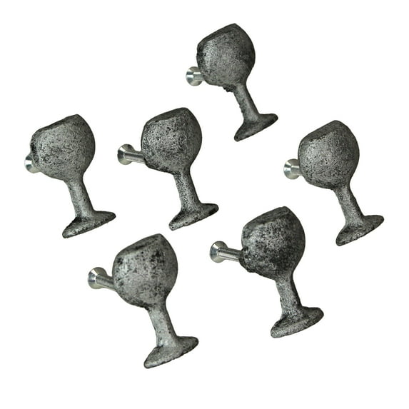 Zeckos Cast Iron Wine Glass Cabinet Knob Drawer Pulls Set of 6