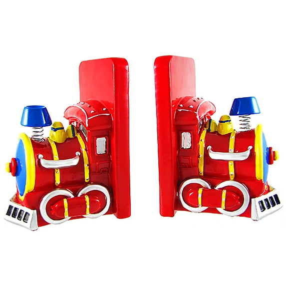 Zeckos Charming Red Train Engine Resin Bookends 6 inches High