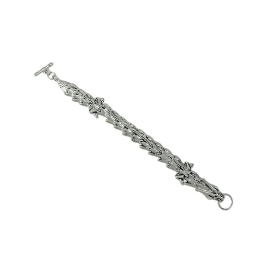 Zeckos Chrome Plated Dragon Link Toggle Clasp Bracelet