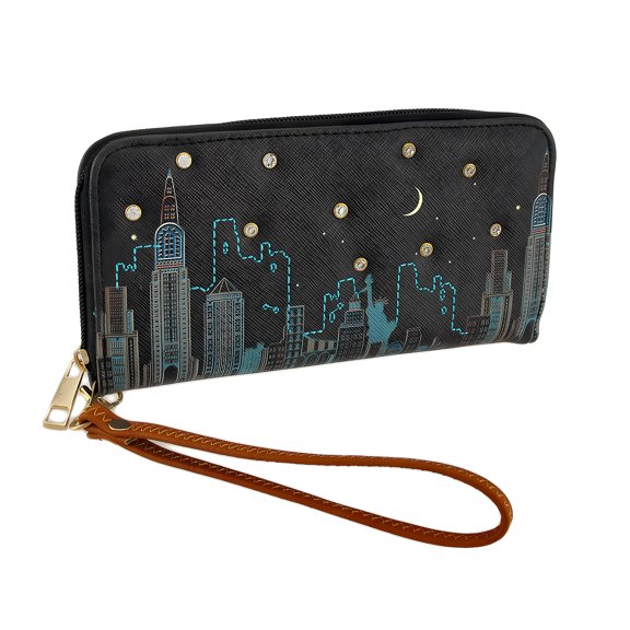 Zeckos Colorful Cityscape Scene Textured Vinyl Zip Around Wallet