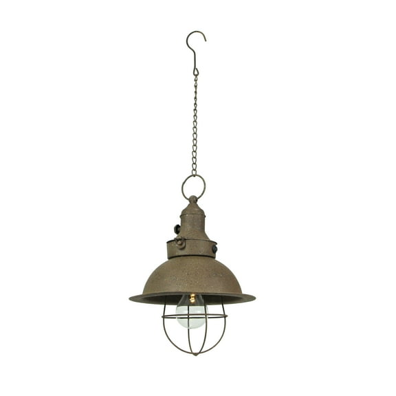 Zeckos Dark Brown Metal Pendant Hanging Light Battery Operated LED