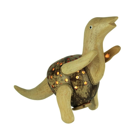 Zeckos Dinosaurus Rex Wood and Coconut Shell Dinosaur Accent Lamp