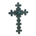 thumbnail image 1 of Zeckos Divine Flower Design Faux Turquoise Stone Decorative Wall Cross, 1 of 3