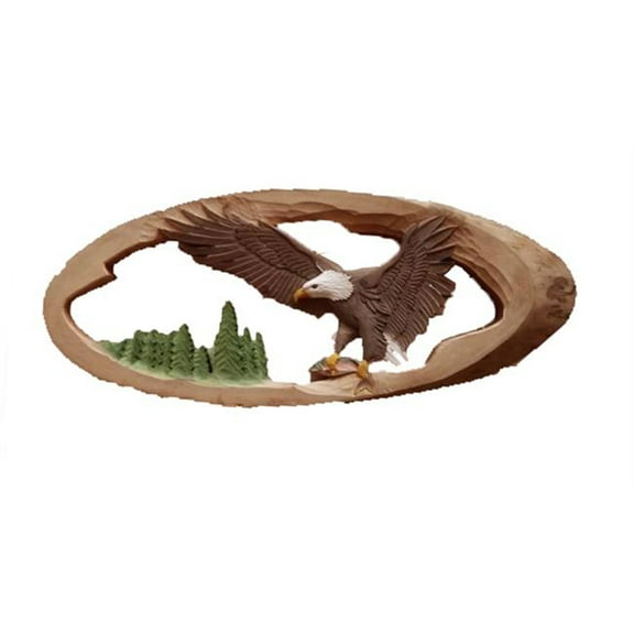 Zeckos Flying Eagle Hand Crafted Intarsia Wood Art Wall Hanging 32 X 12 X 3 inches
