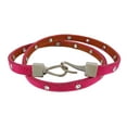 thumbnail image 1 of Zeckos Fuchsia Leather Python Triple Wrap Rhinestone Bracelet, 1 of 3