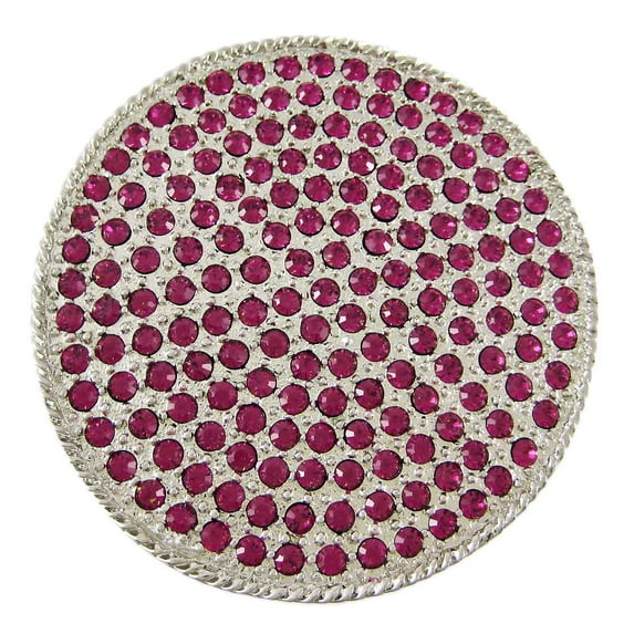 Zeckos Fuchsia Rhinestone Covered Round Chrome Belt Buckle