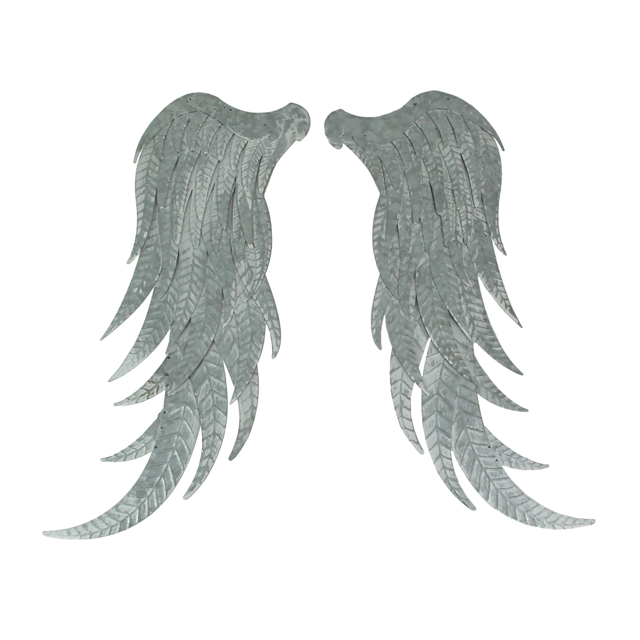 Galvanized Metal Angel Wings Wall Art Set, 23 Inches