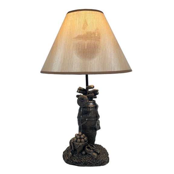 Zeckos Golf Lovers Tee Light Golf Bag Table Lamp With Decorative Shade