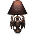 thumbnail image 1 of Zeckos Gothic Guardians of Light Medieval Dragons Resin Table Lamp - Dark Fantasy - 19 Inches High - with Black Fabric Tribal Dragon 13 Inch Diameter Lampshade, 1 of 6