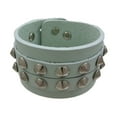 thumbnail image 1 of Zeckos Gray Leather 2 Row Cone Spiked Wristband Wrist Band, 1 of 5