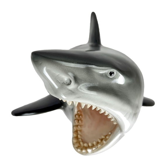 Zeckos 16 inch Great White Shark Head Wall Mount Trophy Resin Ocean Nautical Decor