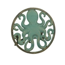 Zeckos Green Cast Iron Octopus Decorative Garden Hose Hanger 12 inch