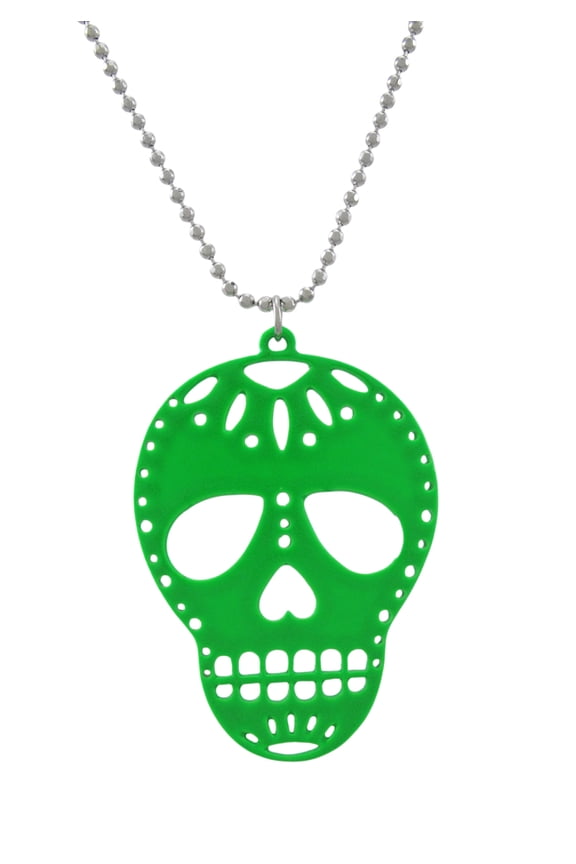 Green Enamel Sugar Skull Necklace DOD