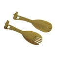 thumbnail image 1 of Zeckos Hand Carved Wood Decorative Rhinoceros Handle Salad Server Set - Brown, 1 of 3