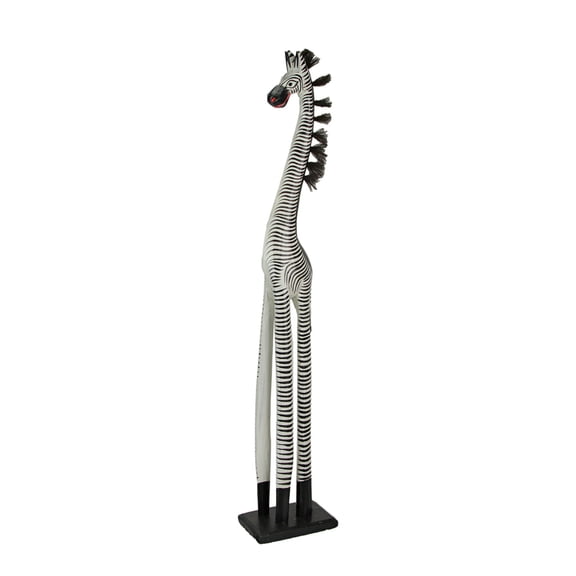 Zeckos Hand Carved Wood Zebra Sculpture Statue Art 36 inch