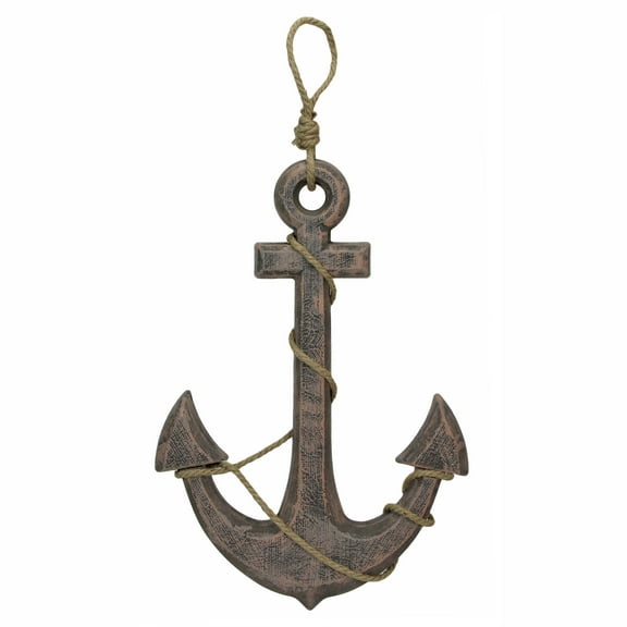 Zeckos Hand Stained Wood Anchor and Rope Wall Hanging 24 inch