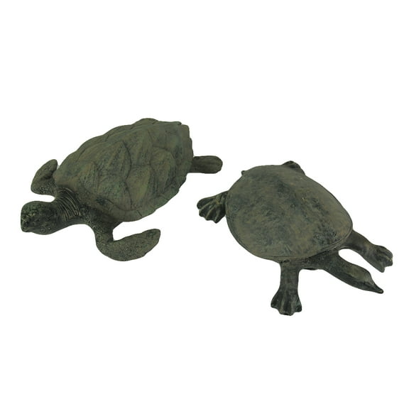Zeckos Hawksbill and Soft Shell Sea Turtle 2 Piece Statue Set