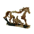 thumbnail image 1 of Zeckos Horse and Cowboy Faux Wood Carving Resin Statue 11.5 inches Long, 1 of 4