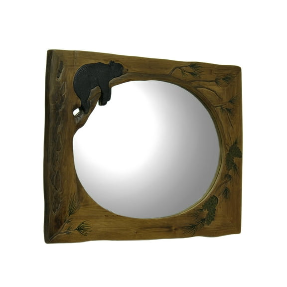 Zeckos Lazy Bear Hand Crafted Wood Framed Wall Mirror