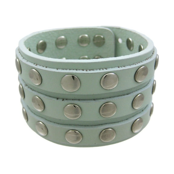 Zeckos Leather 3 Row Metal Studs Wristband Wrist Band