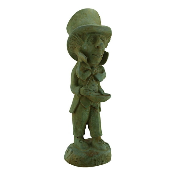 Zeckos Mad Hatter Alice in Wonderland Verdigris Finish Cement Statue 19 in.