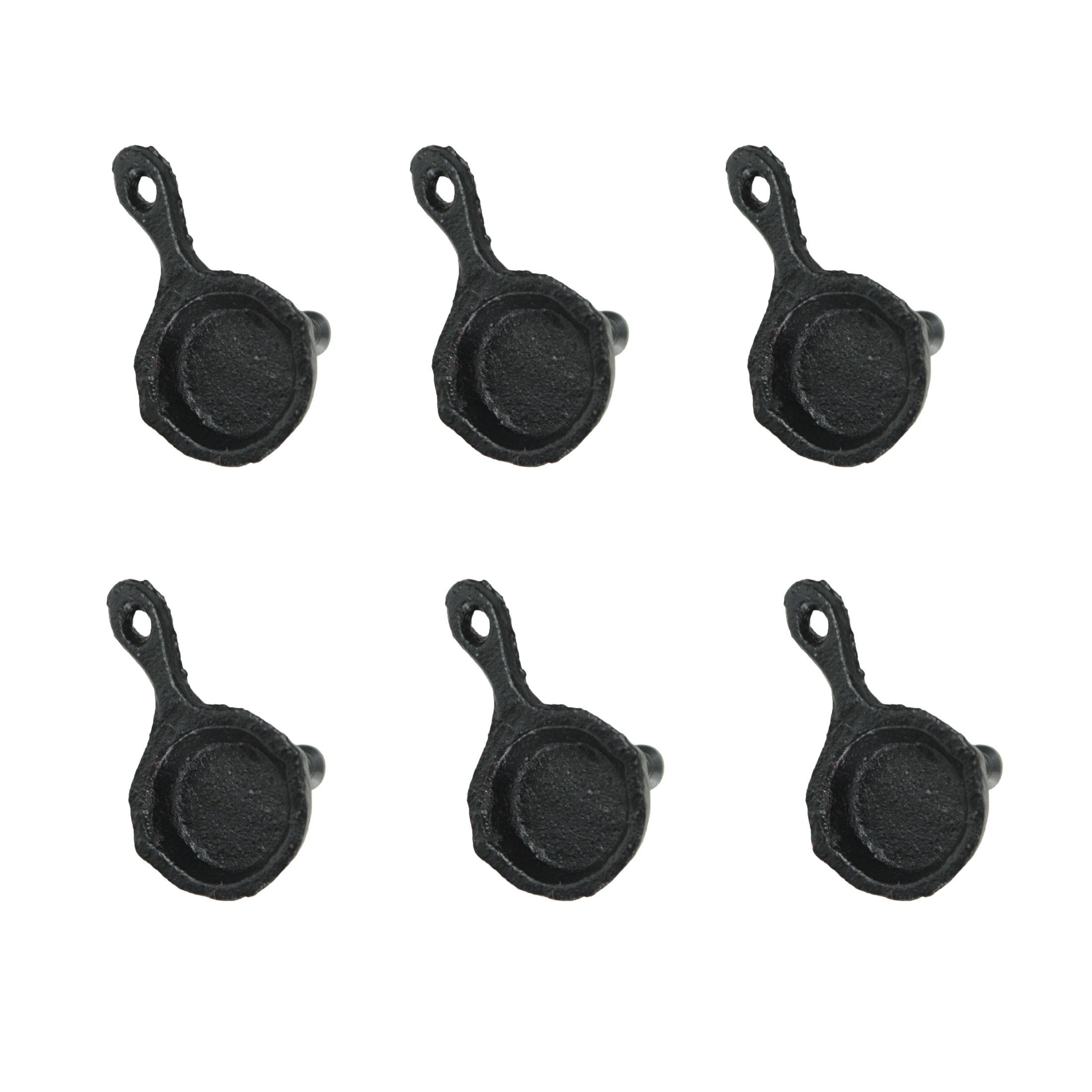 Set of 6 Black Cast Iron Skillet Drawer Pulls