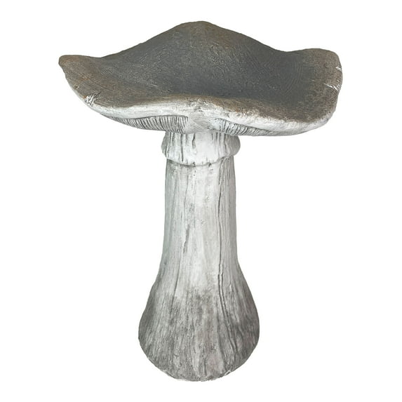 Zeckos Mushroom Statue 17" High, Outdoor Indoor Magnesium Oxide Garden Decor - Grey - Size 17 inch