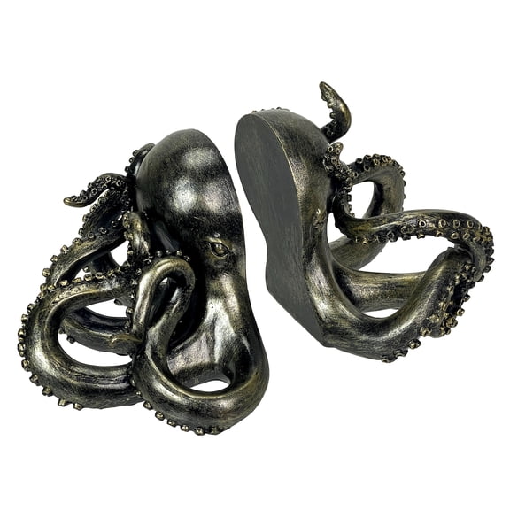 Zeckos Octopus Bookends Bronze Polyresin Set of 2 Nautical Coastal Decor