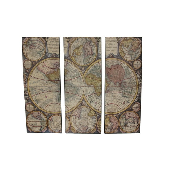 Zeckos Old World Map Canvas Prints 39.5 inches High (Set of 3)