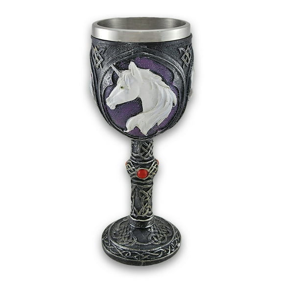 Zeckos Pewter Look Celtic Knot Unicorn Head Wine Goblet