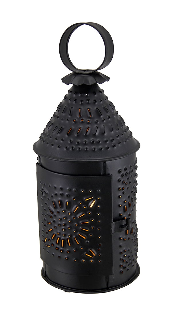 Zeckos Punched Tin Antique Blackened Finish Revere Candle Lantern 10 inch