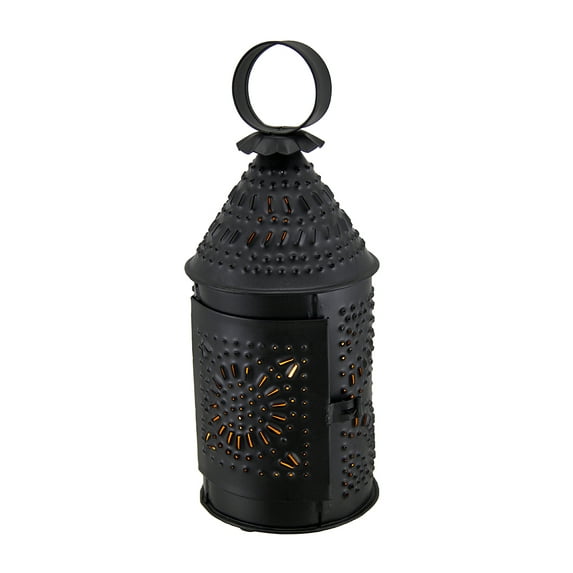 Zeckos Punched Tin Antique Blackened Finish Revere Candle Lantern 10 inch