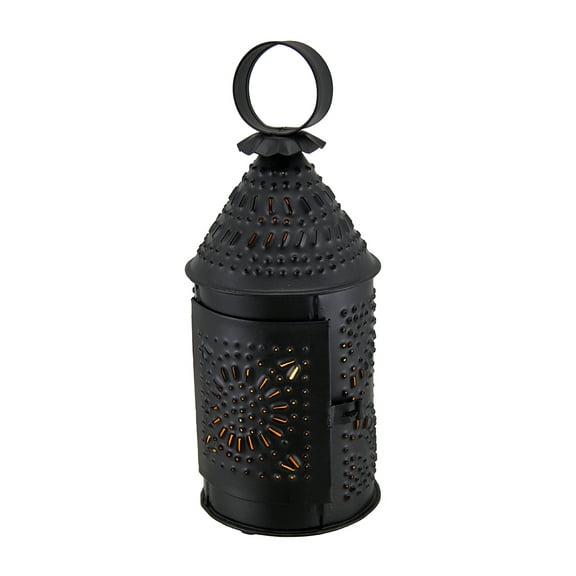 Zeckos Punched Tin Antique Blackened Finish Revere Candle Lantern 10 inch