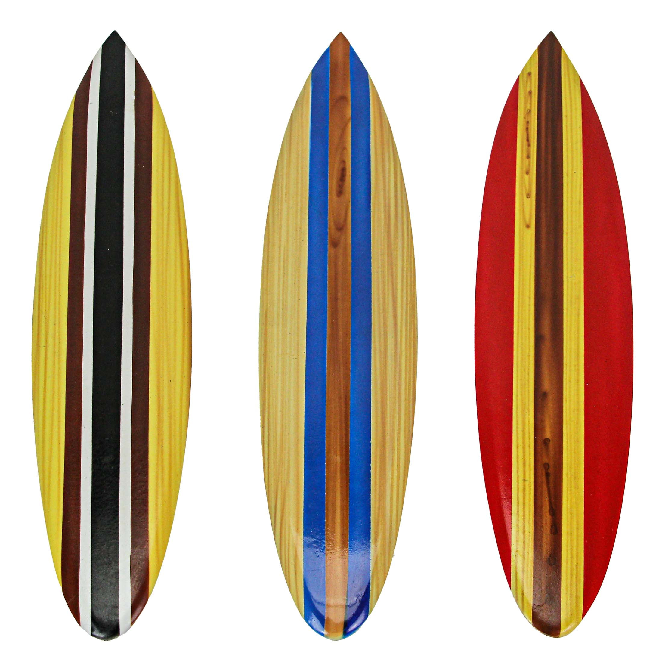 Set of 3 Multicolor Wood Surfboard Wall Sculptures