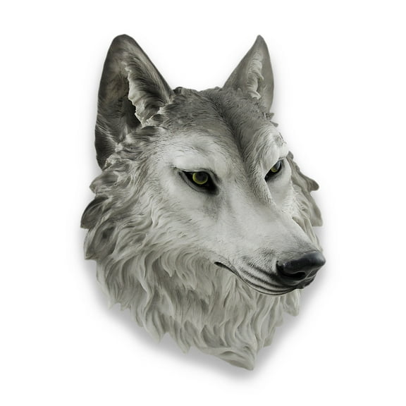 Zeckos `Remus` Gray Wolf Head Mount Wall Statue Bust 16 In.