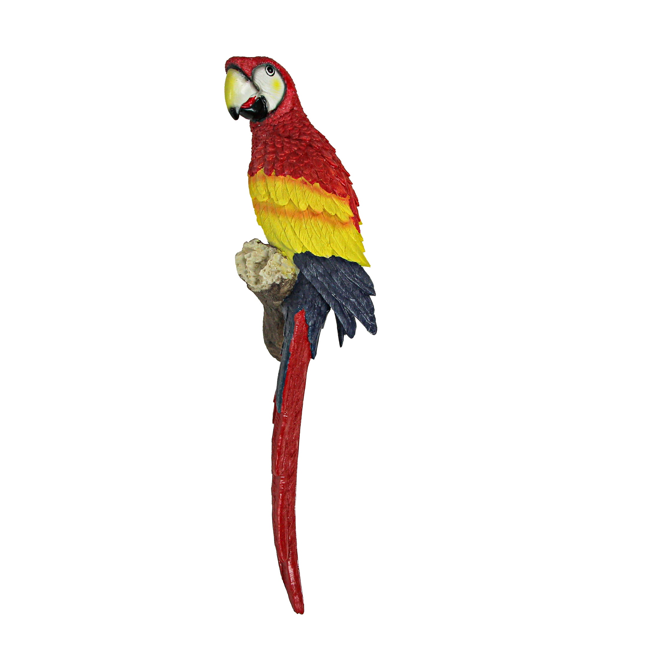 Hand-Painted Tropical Scarlet Macaw Resin Wall Sculpture, 18 Inch