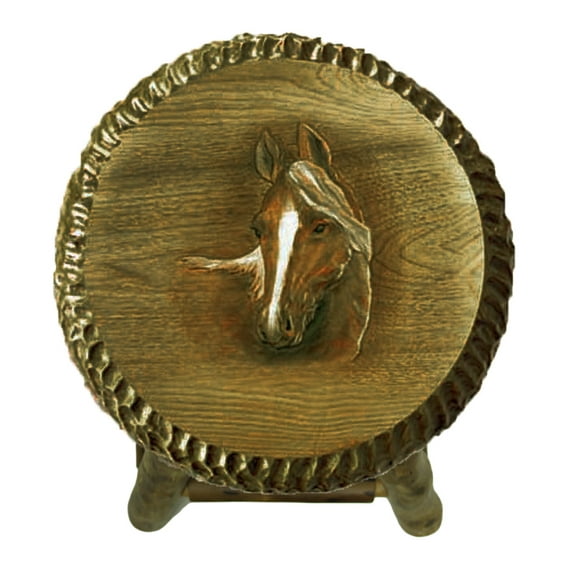 Zeckos Rustic Handcrafted Wood Carved Horse Bar Stool 24 in.
