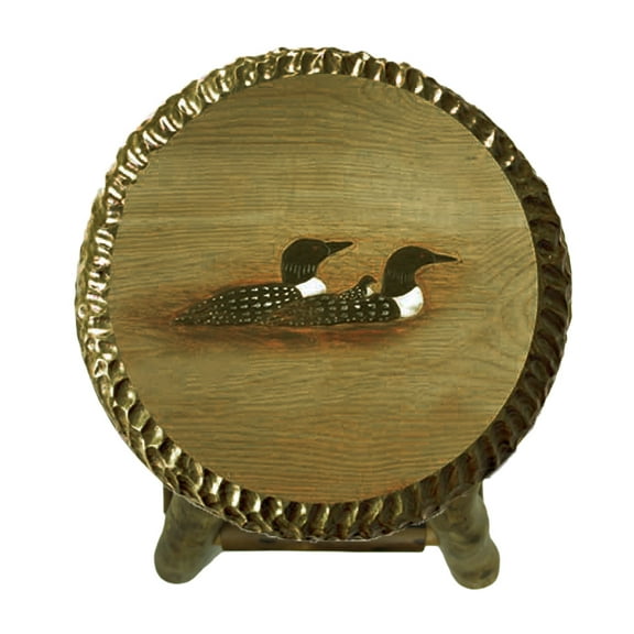 Zeckos Rustic Handcrafted Wood Carved Loon Bar Stool 24 in.