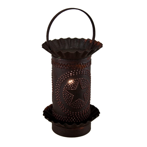 Zeckos Rustic Tin Finished Metal Star Punched Mini Tart Warmer Lamp