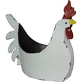 thumbnail image 1 of Zeckos Rustic White Finish Metal Rooster Planter - Indoor/Outdoor Decorative Flower Pot for Home and Garden - 15.5 Inches Long - Farmhouse Style Accent Piece, 1 of 11
