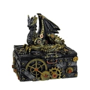 Zeckos Secret Steam Dragon Decorative Steampunk Trinket Box 6 inch