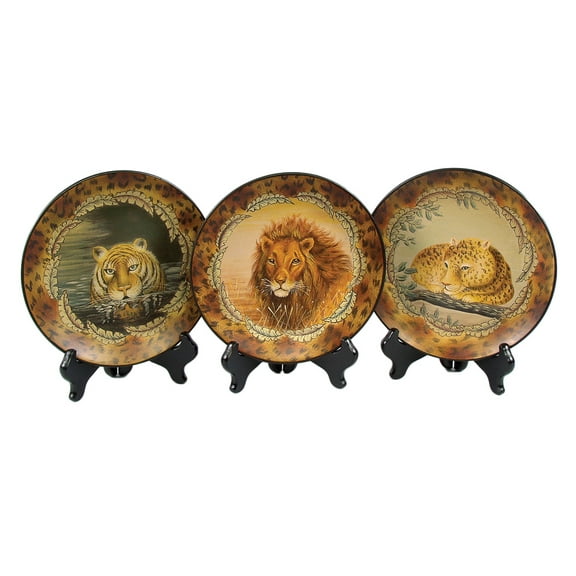 Zeckos Set Of Three 8 inch Diameter Big Cat Plates