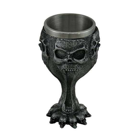 Zeckos Silent Screaming Skull Face Metallic Black Drinking Goblet