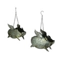 thumbnail image 1 of Zeckos Silver Galvanized Metal Flying Pig Hanging Planters Set of 2, 1 of 3