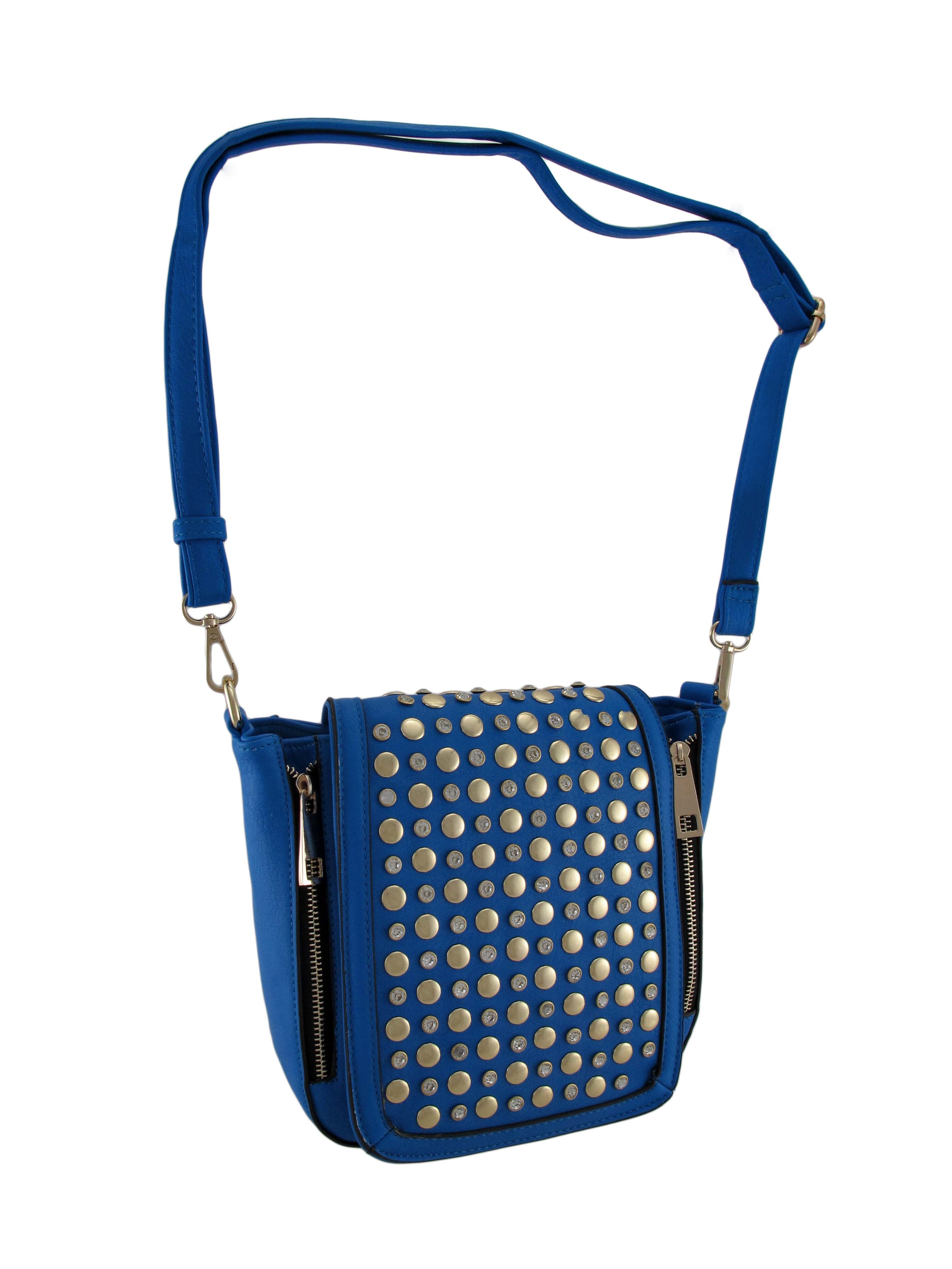 Zeckos Studded Rhinestone Expandable Shoulder Bag w/Detachable